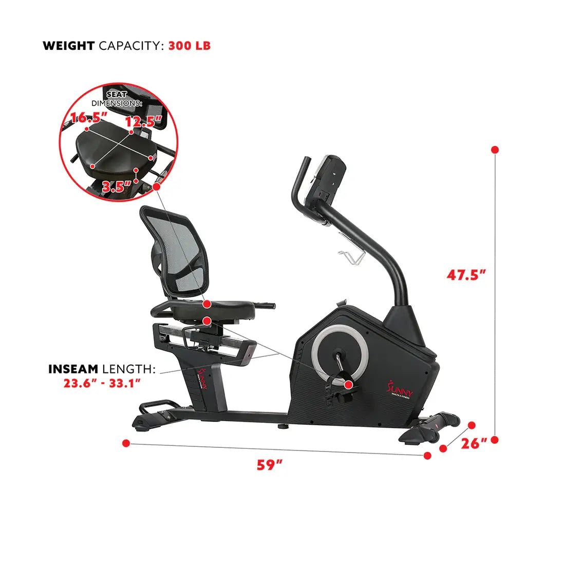 GP Pro Sun Stationary Recumbent Bike - Lifetime warranty*