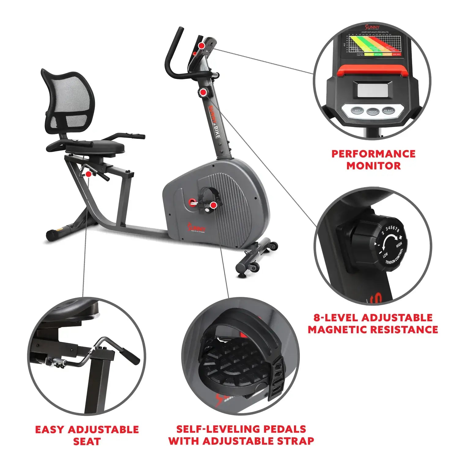 GP Pro Sun Endurance Series Magnetic Smart Recumbent Exercise Bike - Lifetime warranty*