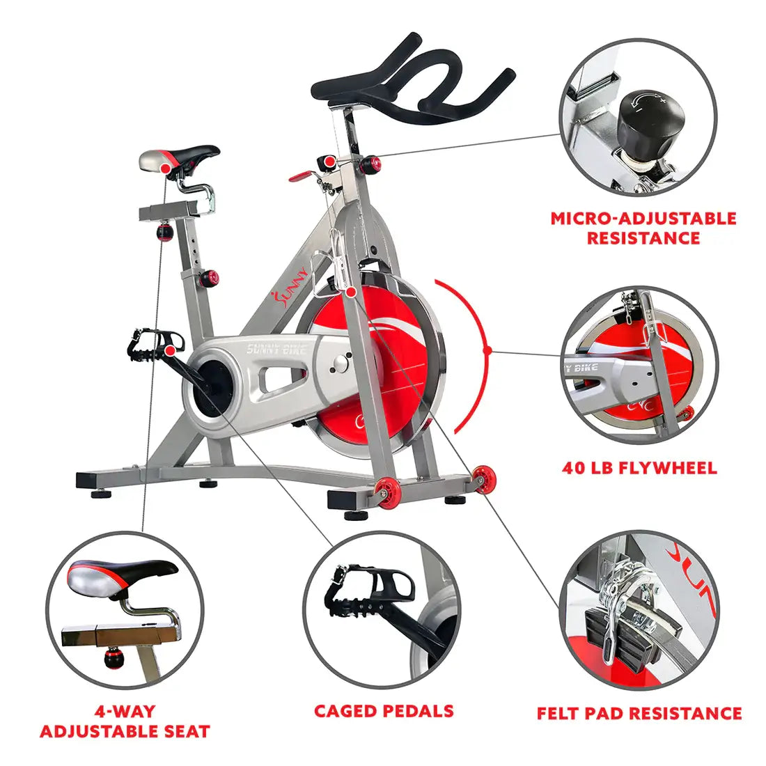 GP Pro Sun 40 lb Flywheel Belt Drive Stationary Pro Indoor Cycling Bike-Lifetime warranty*