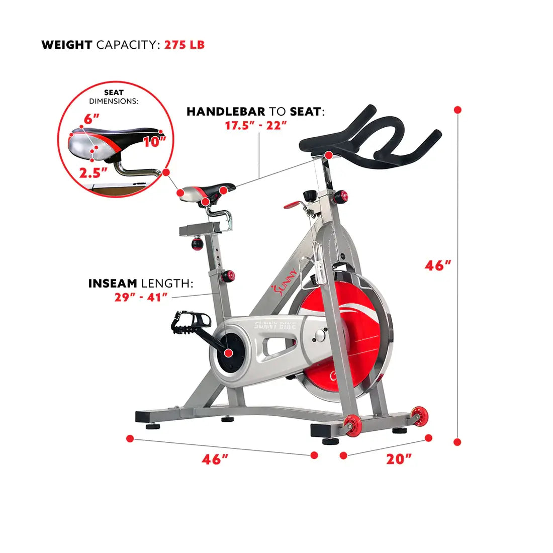 GP Pro Sun 40 lb Flywheel Belt Drive Stationary Pro Indoor Cycling Bike-Lifetime warranty*