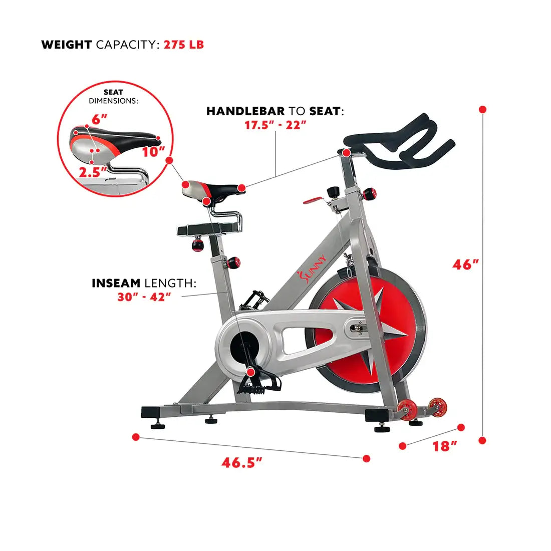 GP Pro Sun 40 lb Flywheel Chain Drive Pro Indoor Cycling Exercise Bike - Lifetime warranty*