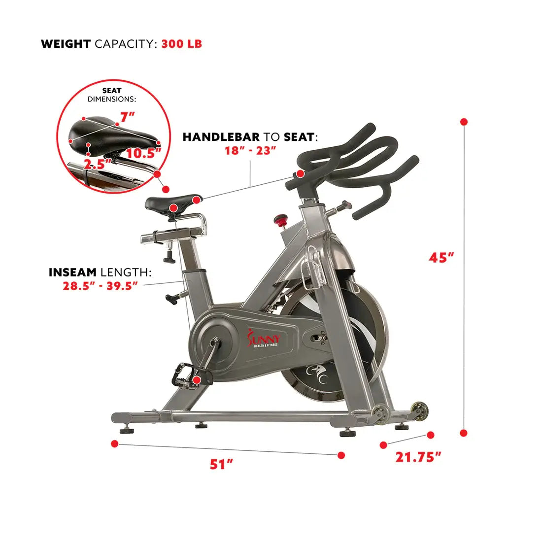 GP Pro Sun Commercial Exercise Bike Chain Drive Indoor Cycling - Lifetime warranty*