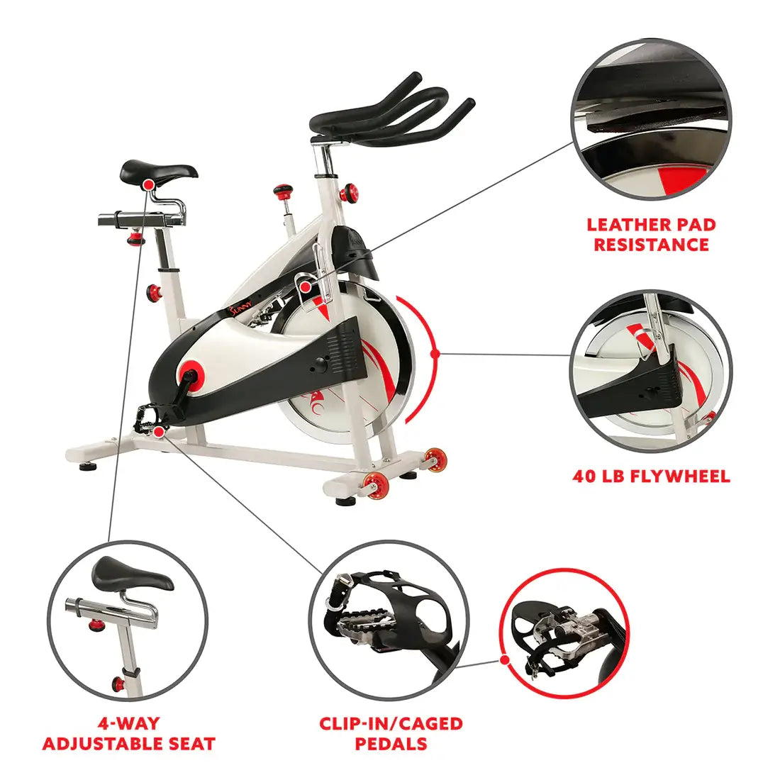 GP Pro Sun Premium Cycling Exercise Bike Indoor Fitness Belt Drive Clipless Pedal - Lifetime warranty*
