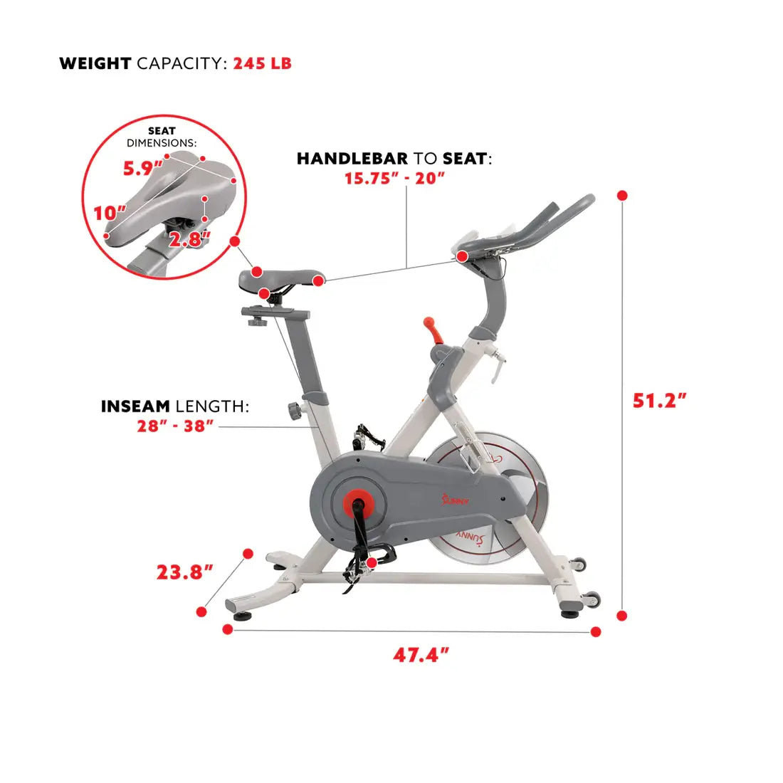 GP Pro Sun Pro Lite Indoor Cycling Bike Belt Drive - Lifetime warranty*
