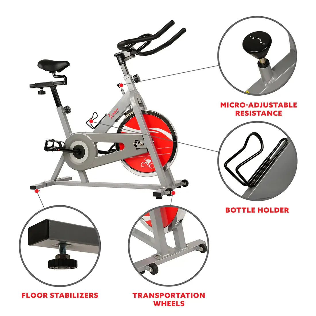 GP Pro Sun Silver Exercise Bike Chain Drive Indoor Cycling Trainer - Lifetime warranty*