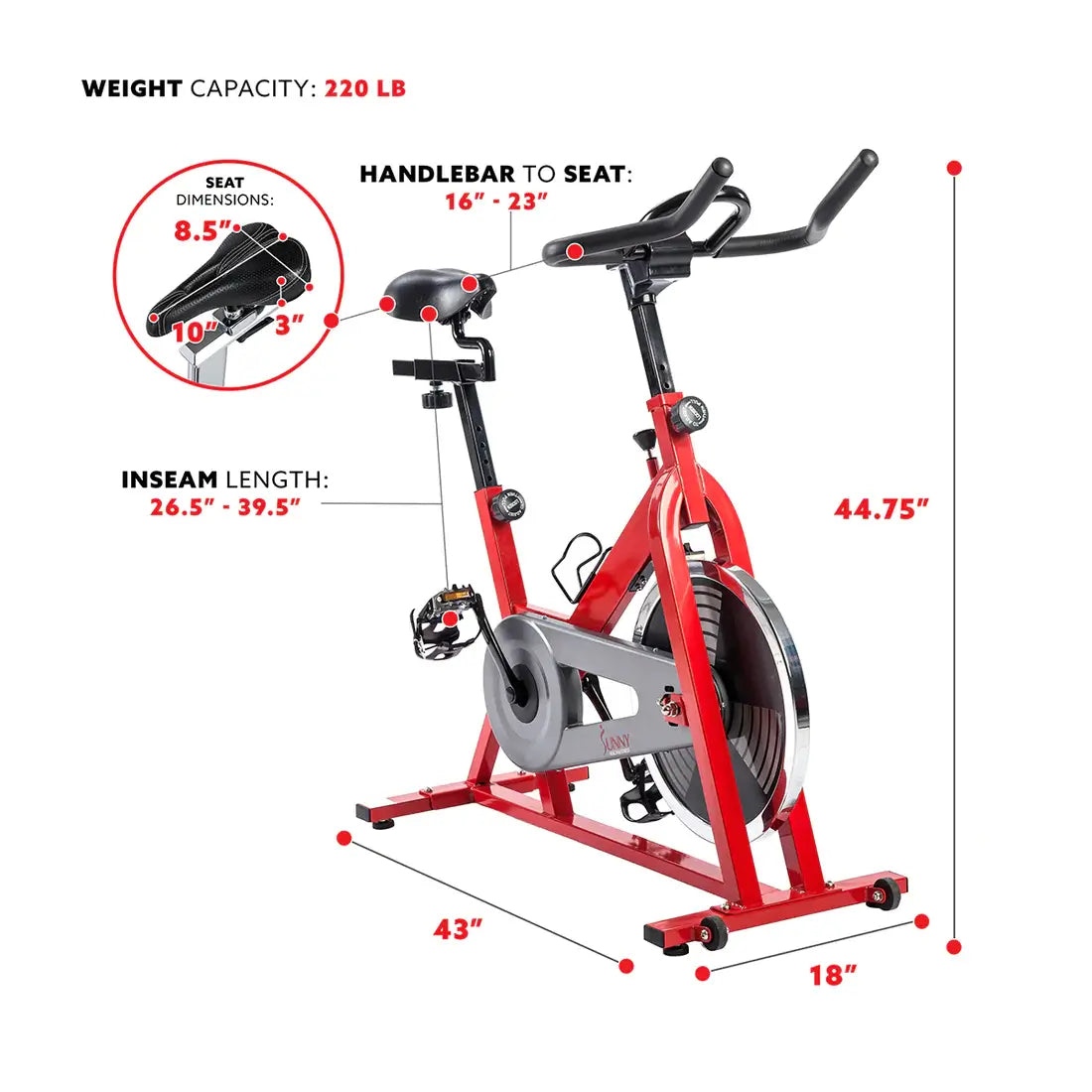 GP Pro Sun Red Chain Drive Indoor Cycling Exercise Bike Trainer-Lifetime warranty*