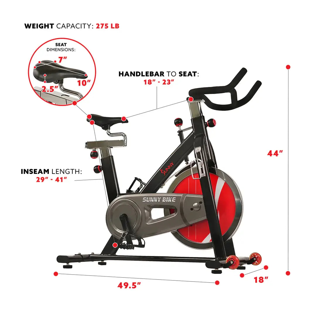 GP Pro Sun Chain Drive Exercise Bike - Stationary Indoor Cycling Trainer-Lifetime warranty*