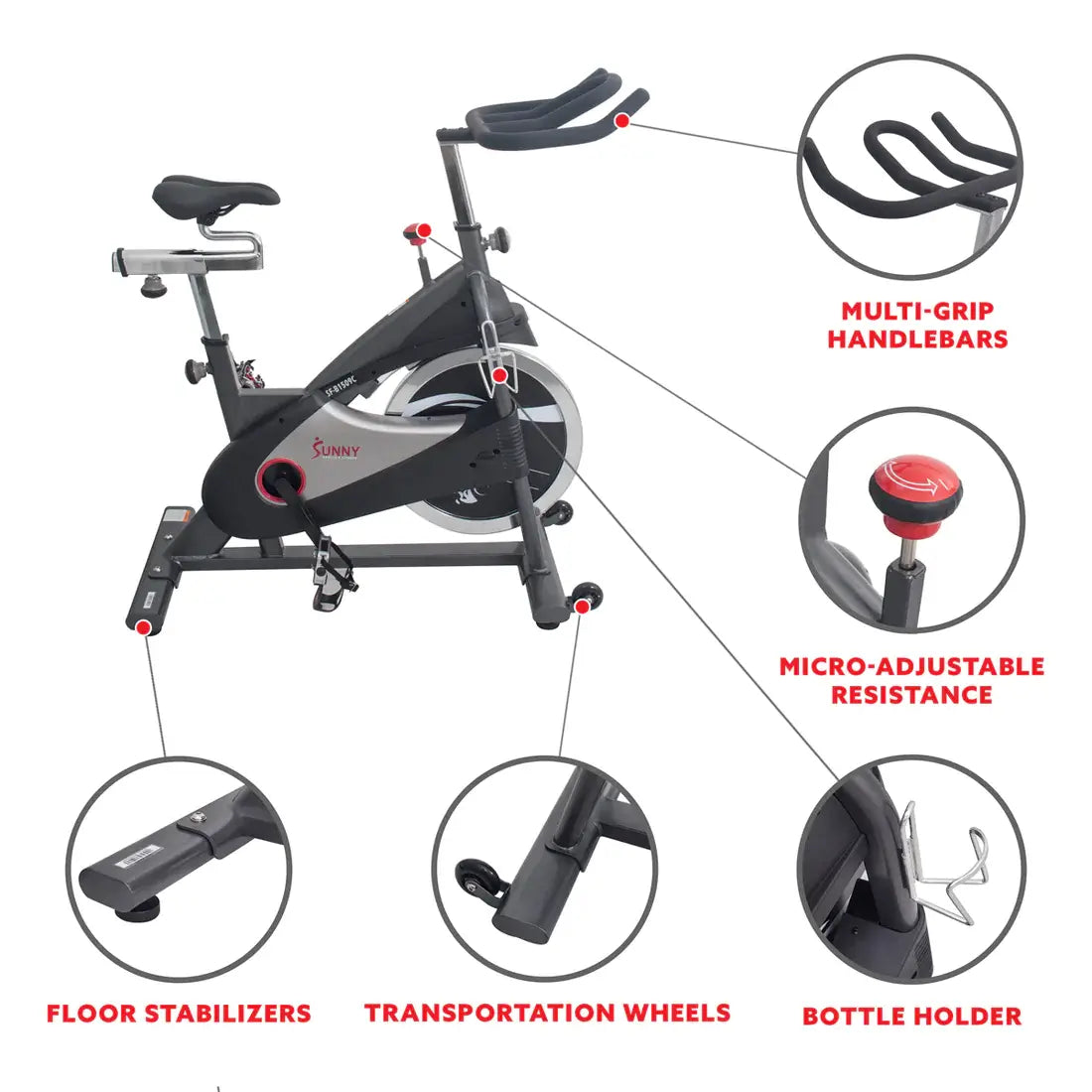 GP Pro Sun Clipless Pedal Exercise Bike Premium Chain Drive Indoor Cycling - Lifetime warranty*