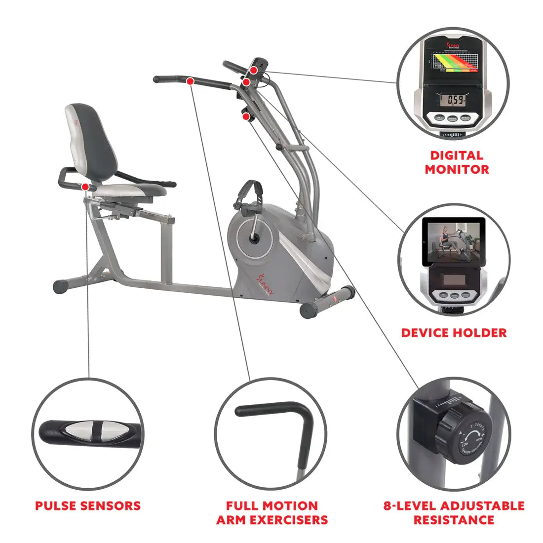 GP Pro Sun Stationary Cross Trainer Recumbent Bike - Lifetime warranty*