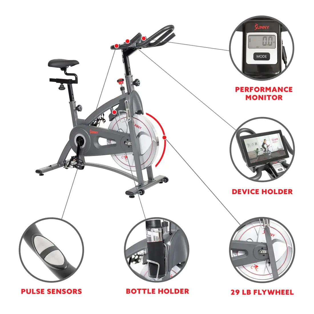 GP Pro Sun Endurance Belt Drive Magnetic Indoor Exercise Cycle Bike - Lifetime warranty*