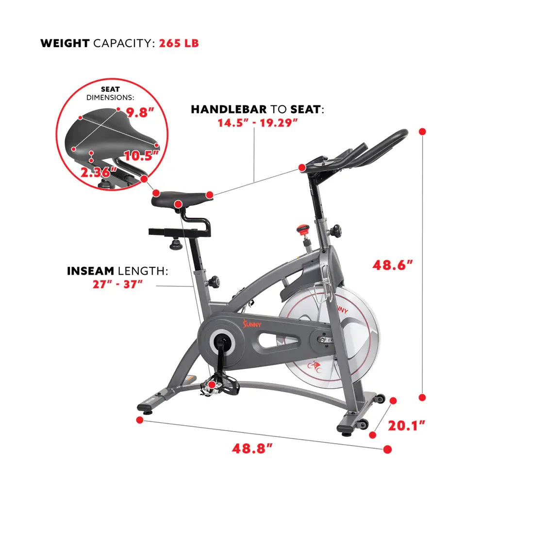 GP Pro Sun Endurance Belt Drive Magnetic Indoor Exercise Cycle Bike - Lifetime warranty*