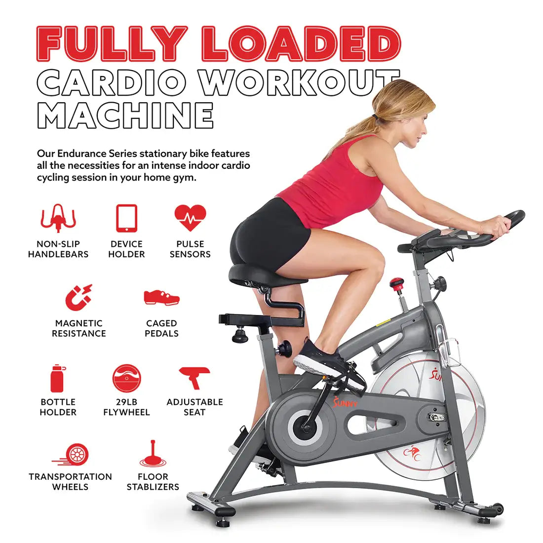 GP Pro Sun Endurance Belt Drive Magnetic Indoor Exercise Cycle Bike - Lifetime warranty*