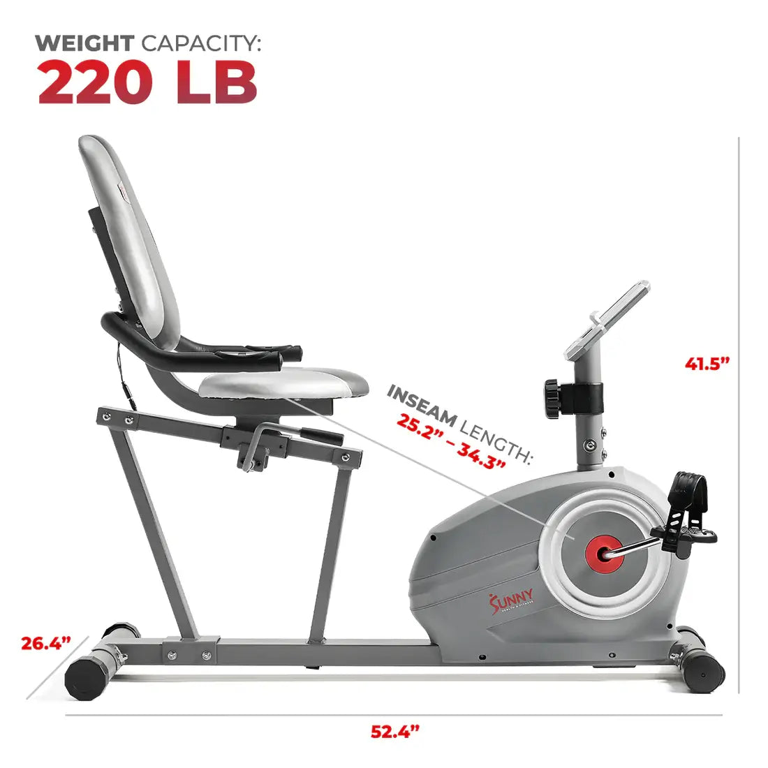 GP Pro Sun Essentials Series Magnetic Smart Recumbent Bike - Lifetime warranty*