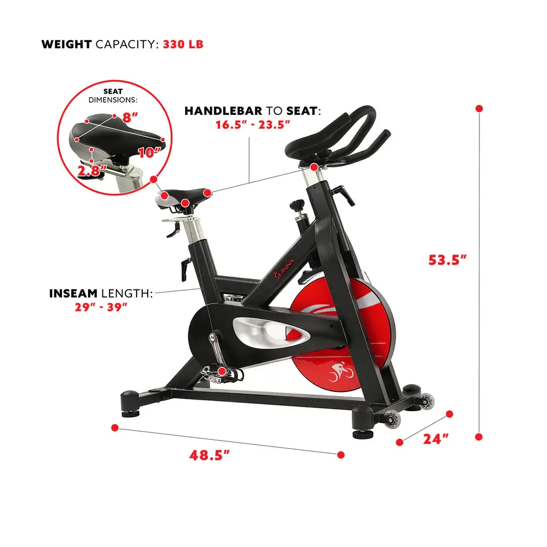 GP Pro Sun Evolution Pro Magnetic Belt Drive Heavy Duty Indoor Cycling Bike - Lifetime warranty*