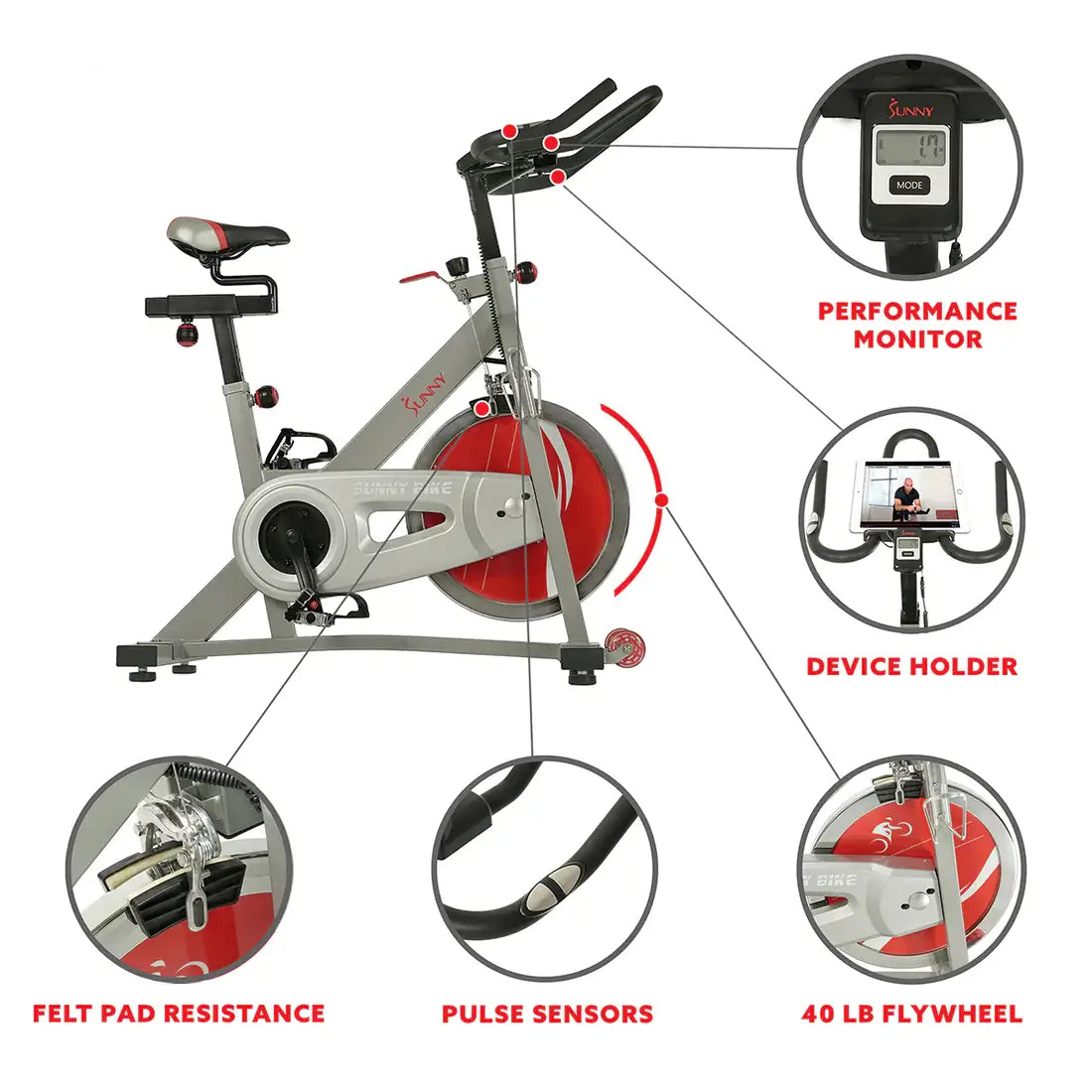 GP Pro Sun Fitness Pro II Stationary Indoor Cycling Bike - Lifetime warranty*