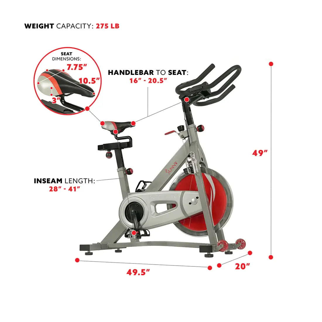 GP Pro Sun Fitness Pro II Stationary Indoor Cycling Bike - Lifetime warranty*