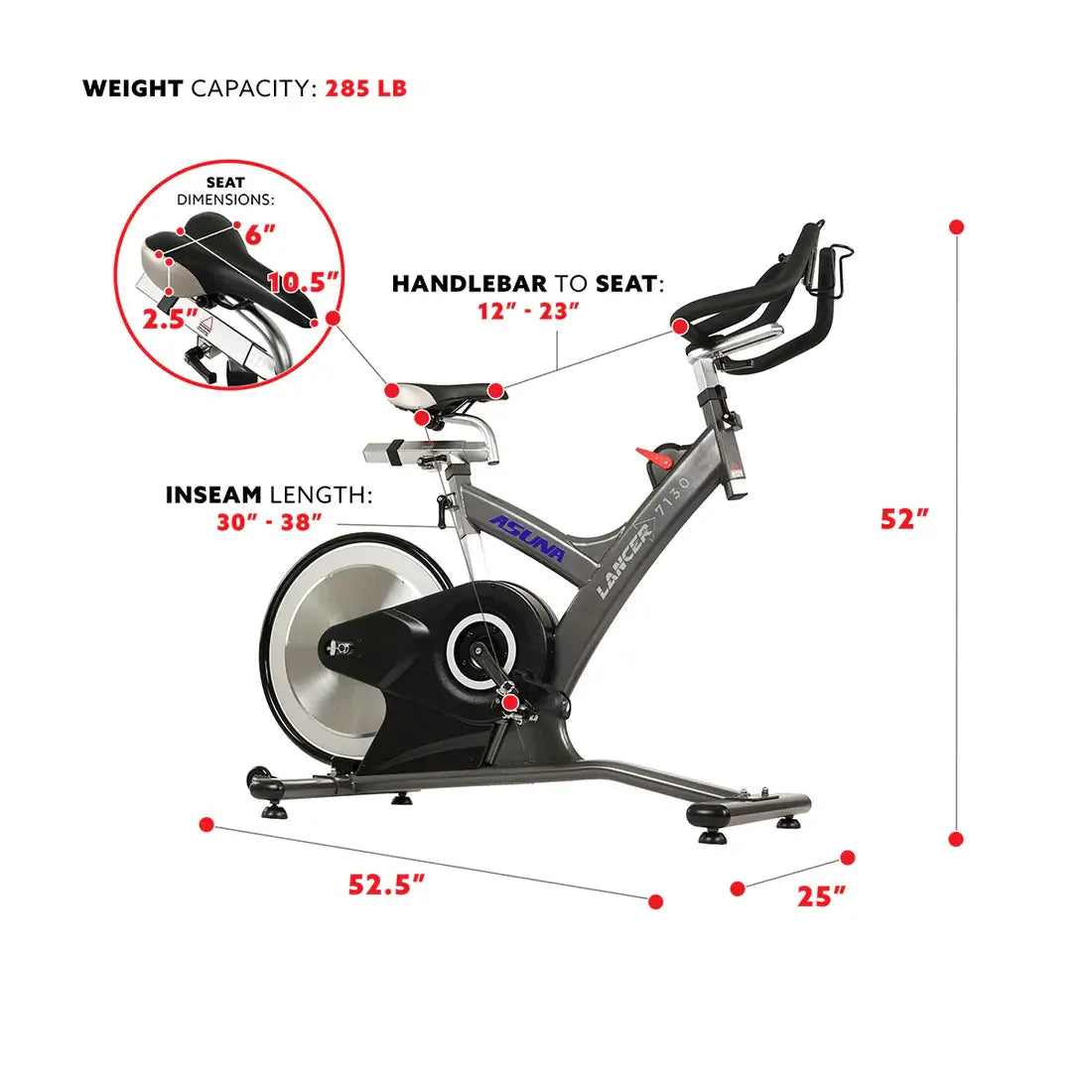 GP Pro Sun Asuna Lancer Rear Flywheel Commercial Exercise Bike - Lifetime warranty*