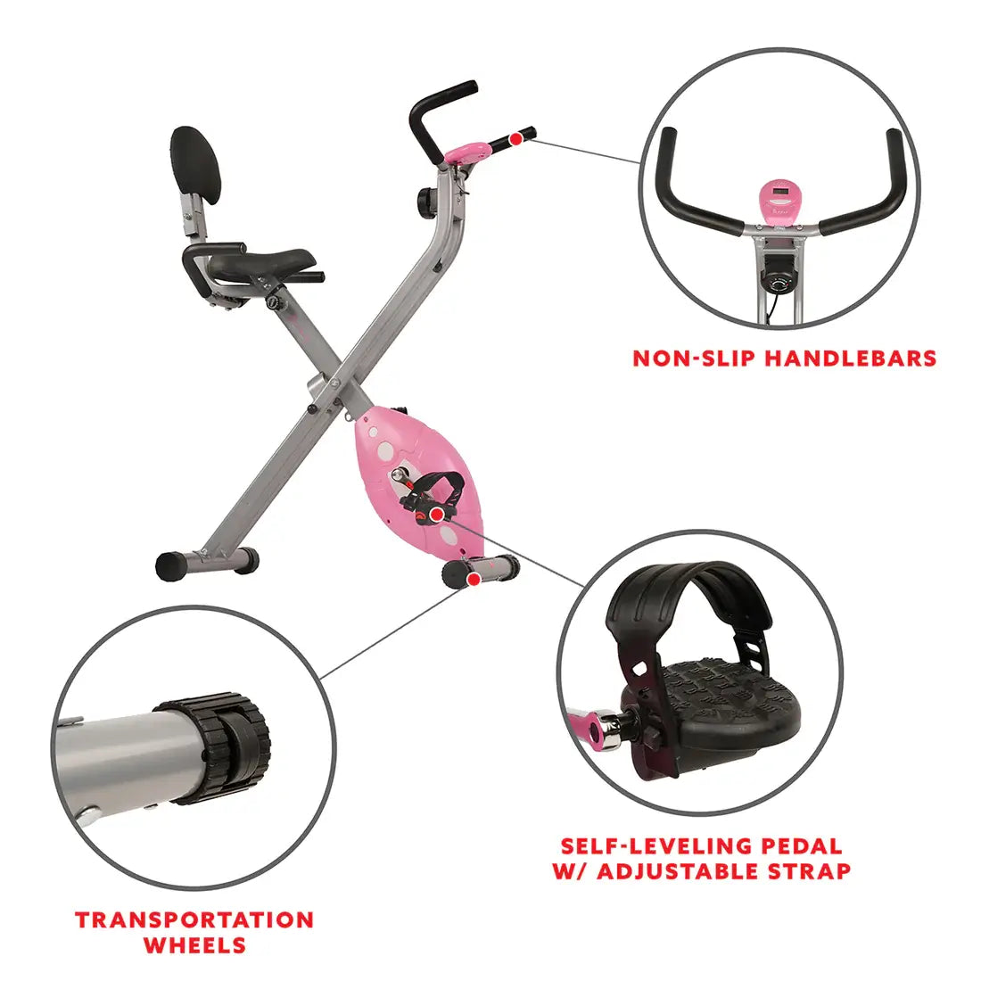 GP Pro Sun Magnetic Folding Recumbent Bike Exercise Bike, 220lb Capacity - Lifetime warranty*