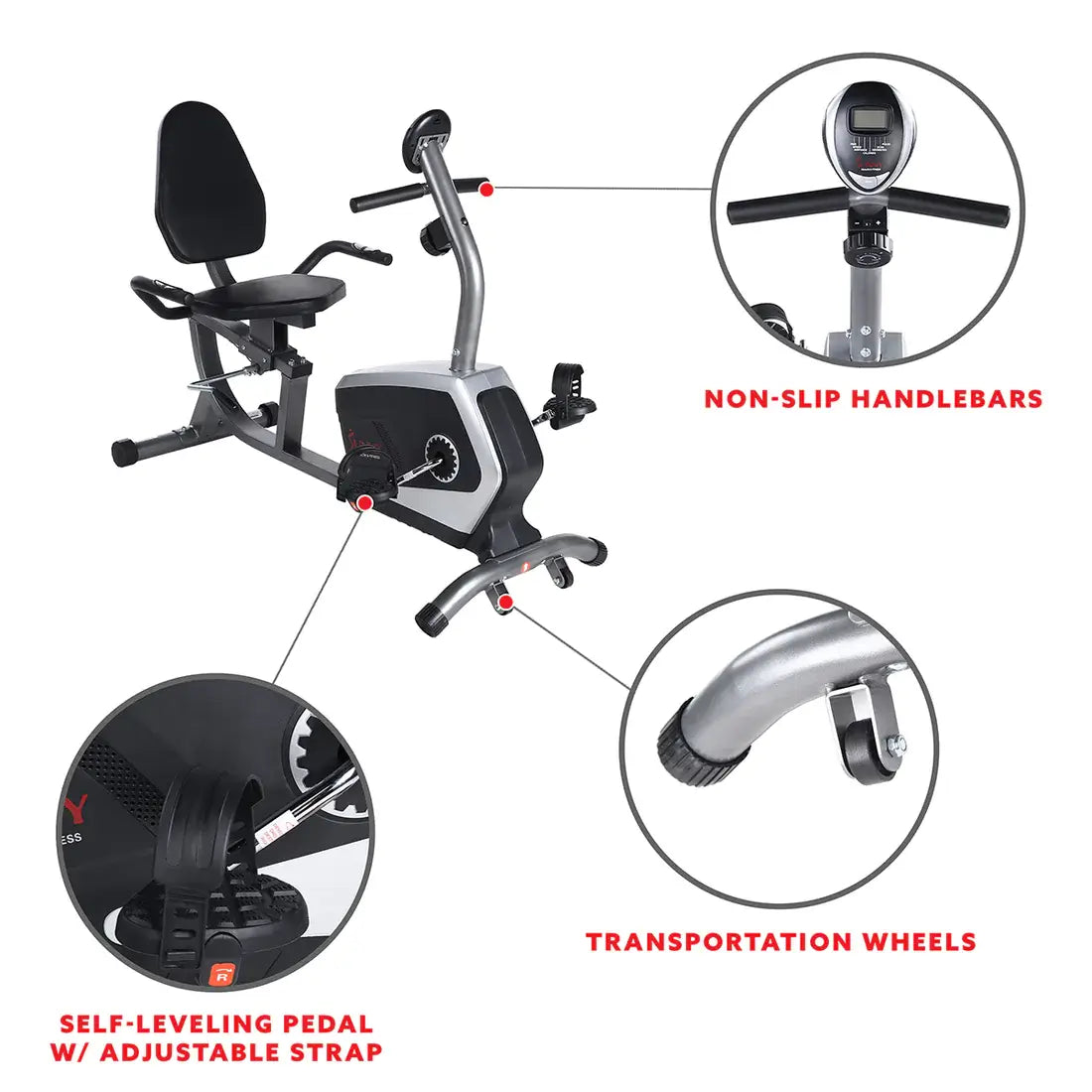 GP Pro Sun Magnetic Recumbent Exercise Bike, 300 lb Capacity & Adjustable Seat - Lifetime warranty*