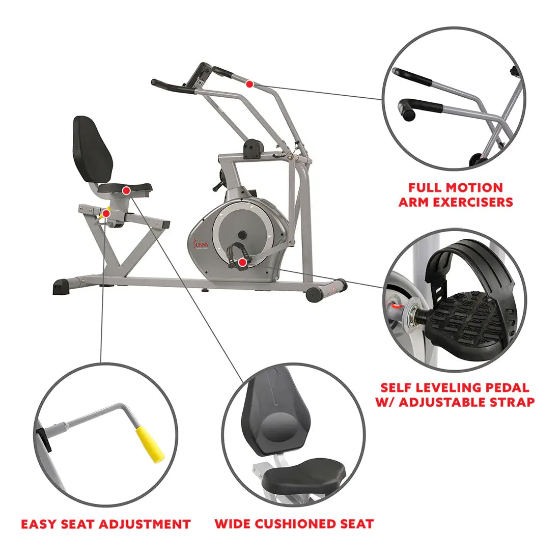 GP Pro Sun Arm Exerciser Magnetic Recumbent Bike Cross Trainer - Lifetime warranty*