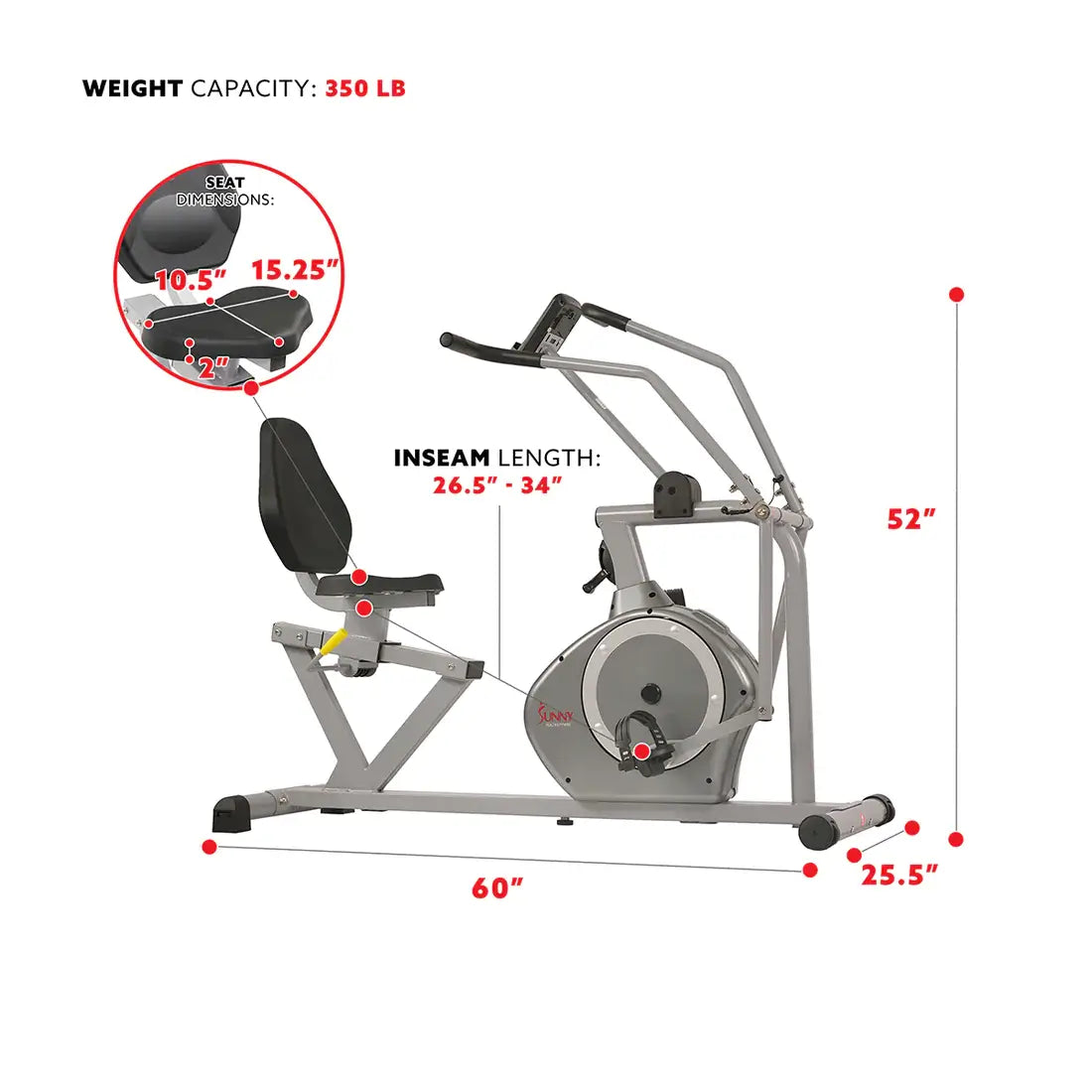 GP Pro Sun Arm Exerciser Magnetic Recumbent Bike Cross Trainer - Lifetime warranty*