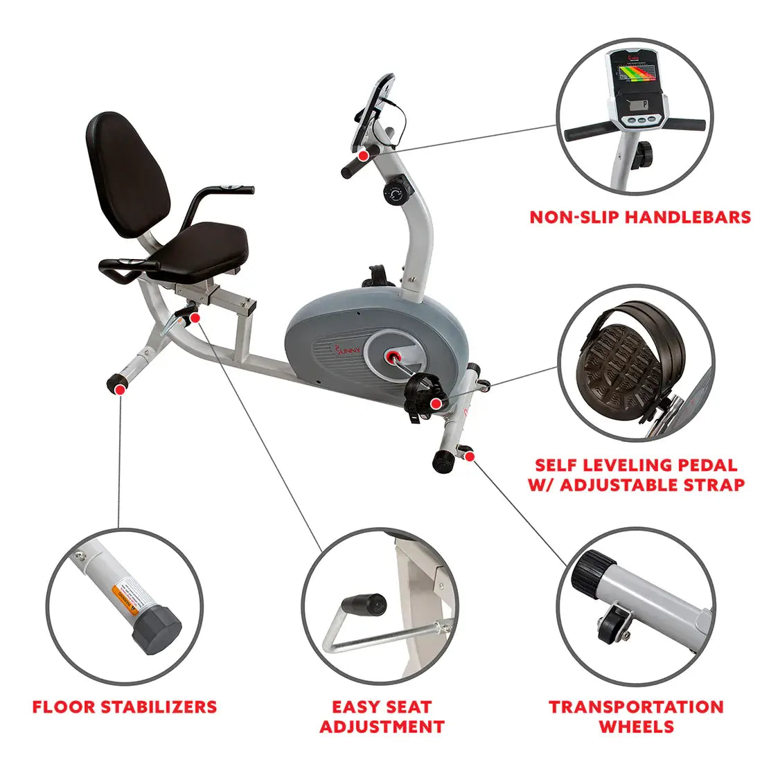 GP Pro Sun Magnetic Recumbent Exercise Bike - Lifetime warranty*