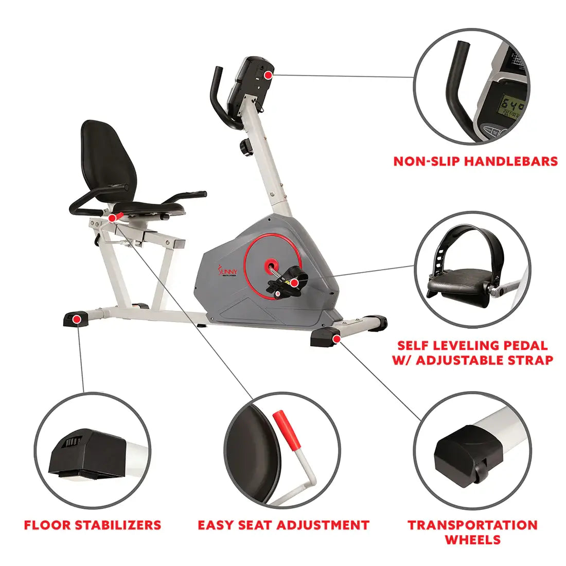 GP Pro Sun Magnetic Silent Recumbent Exercise Bike - Lifetime warranty*