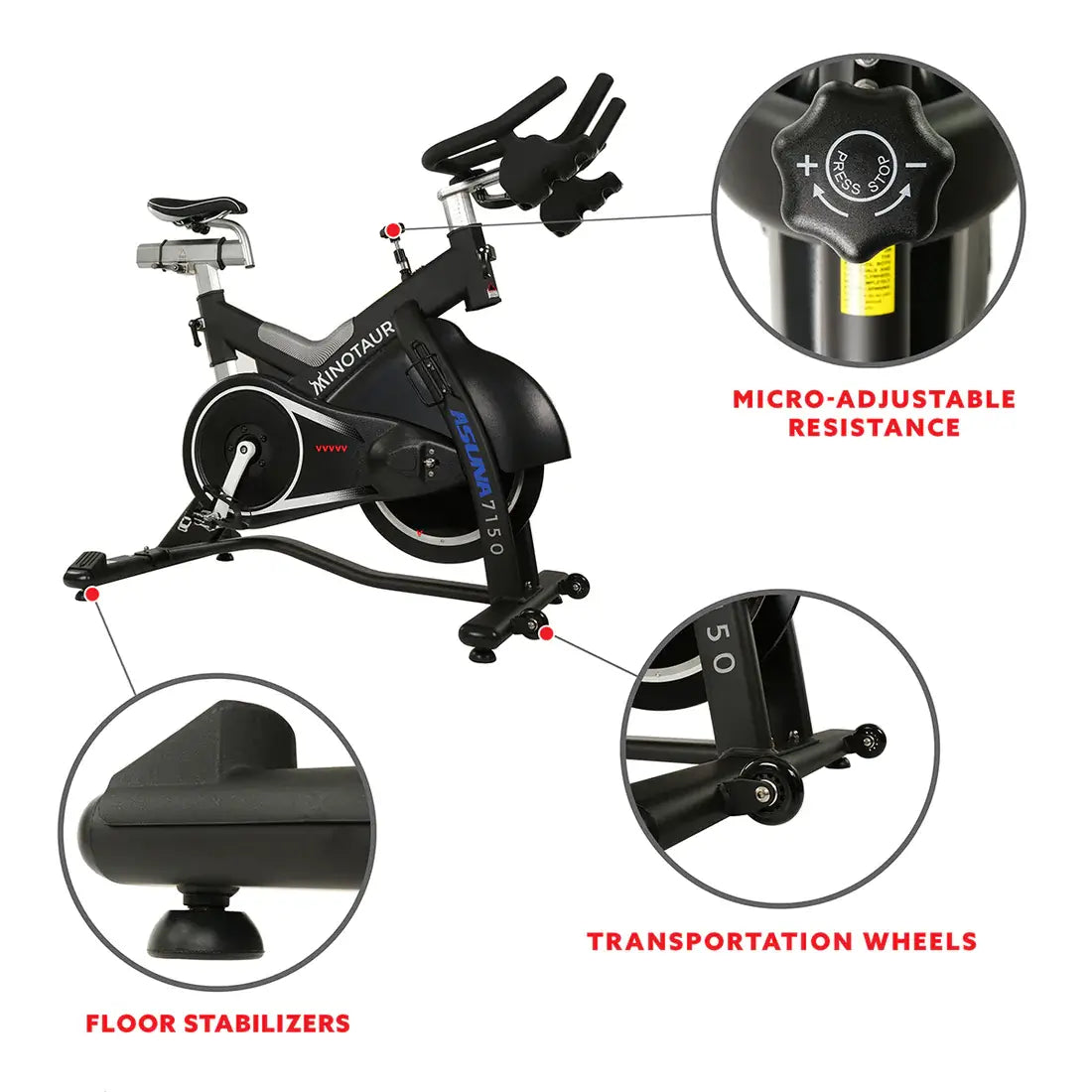 GP Pro Sun Asuna Minotaur Stationary Exercise Bike Magnetic High Weight Belt Drive - Lifetime warranty*