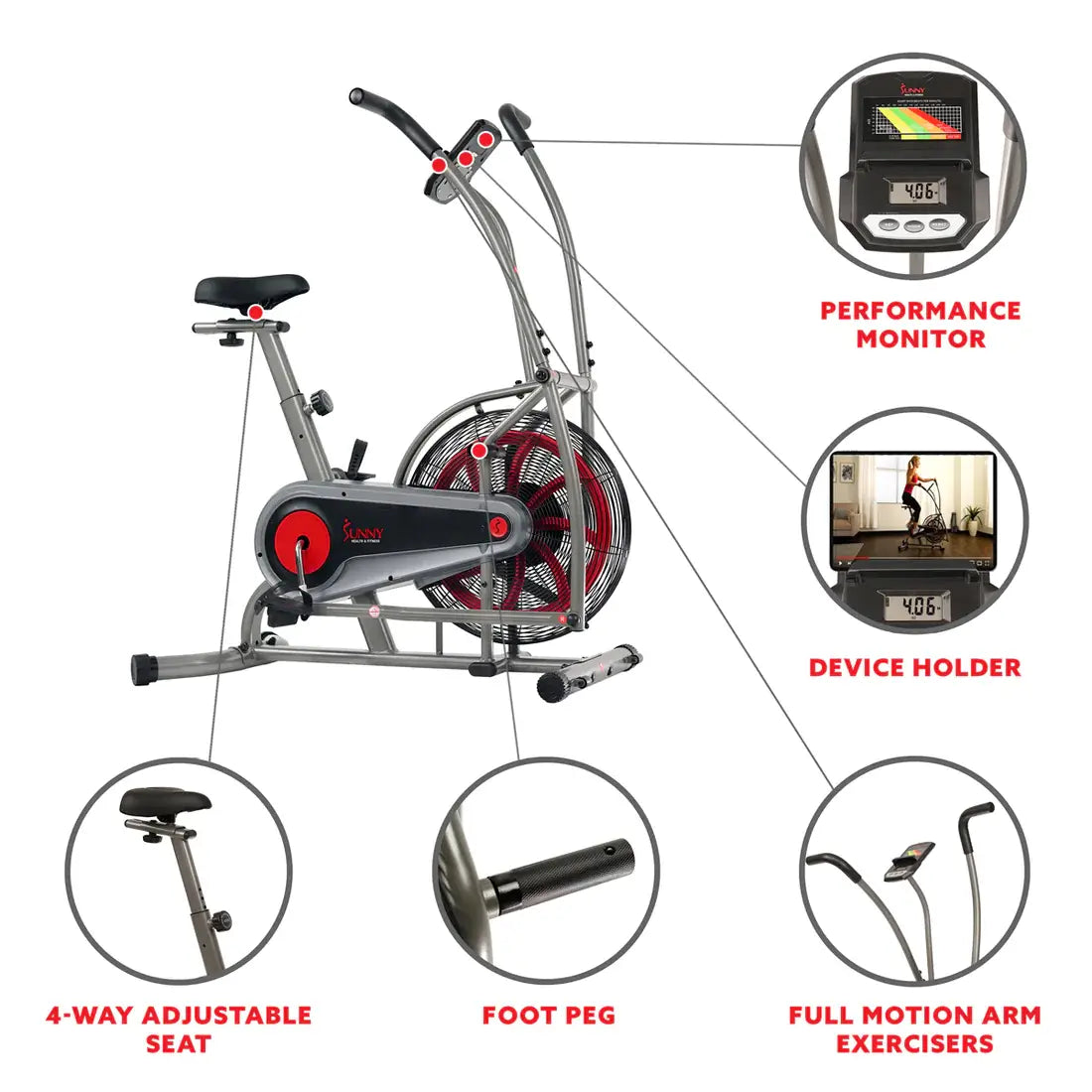 GP Pro Sun Motion Air Bike, Fan Exercise Bike - Lifetime warranty*