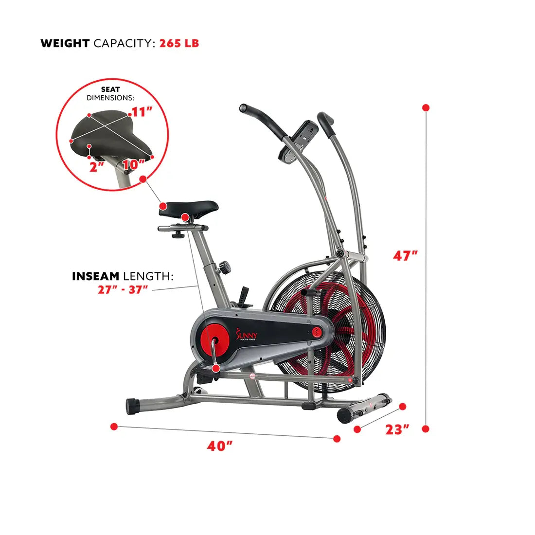 GP Pro Sun Motion Air Bike, Fan Exercise Bike- Lifetime warranty*