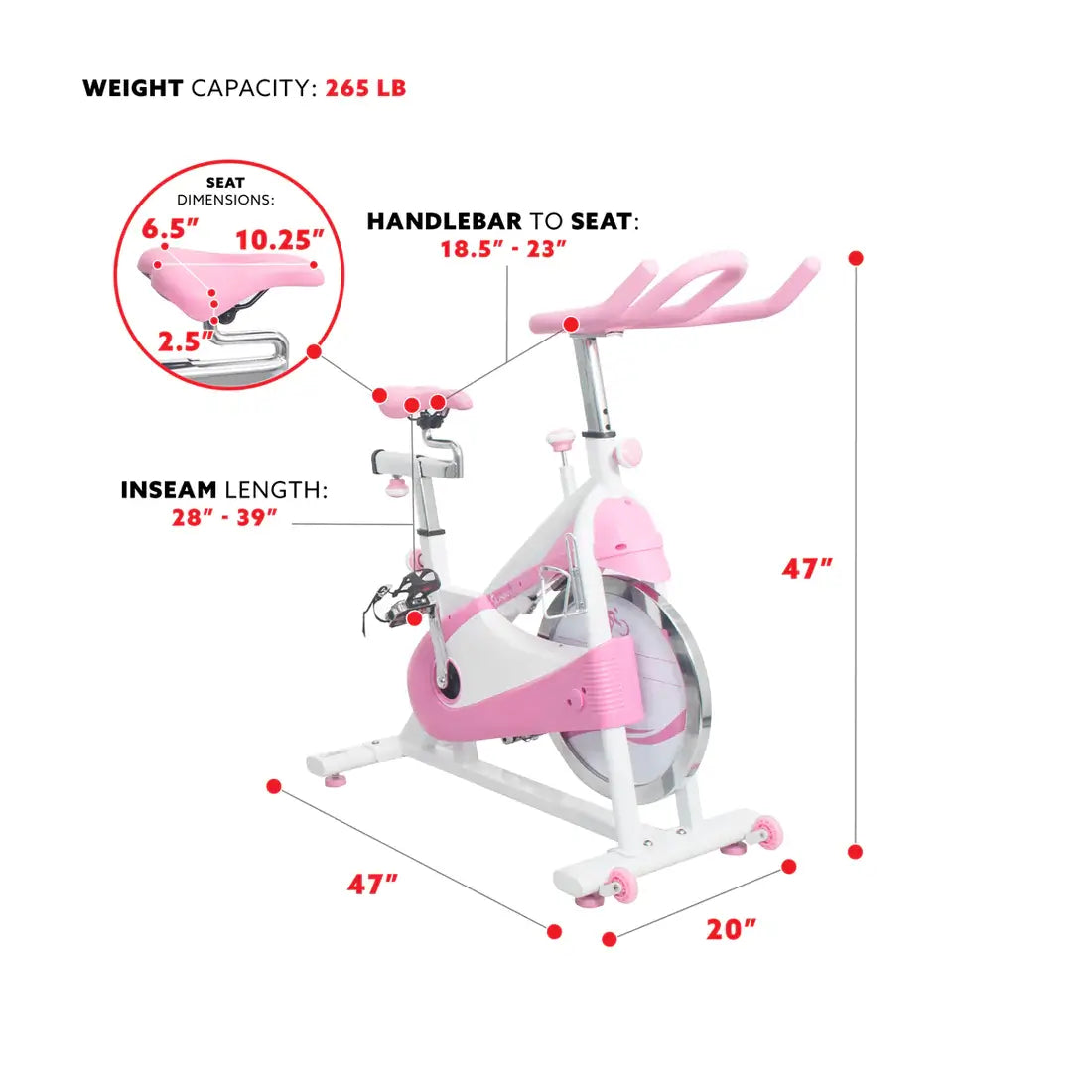 GP Pro Sun Pink Exercise Bike Belt Drive Premium Indoor Cycling Trainer - Lifetime warranty*