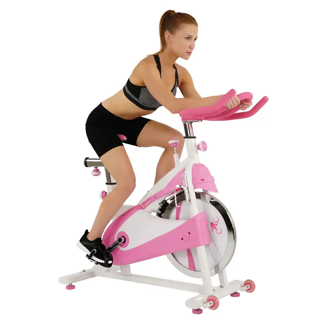 GP Pro Sun Pink Exercise Bike Belt Drive Premium Indoor Cycling Trainer - Lifetime warranty*