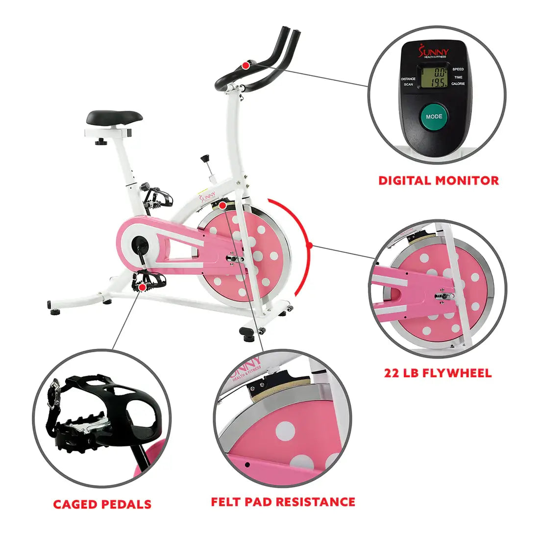 GP Pro Sun Pink Chain Drive Indoor Cycling Trainer Exercise Bike-Lifetime warranty*