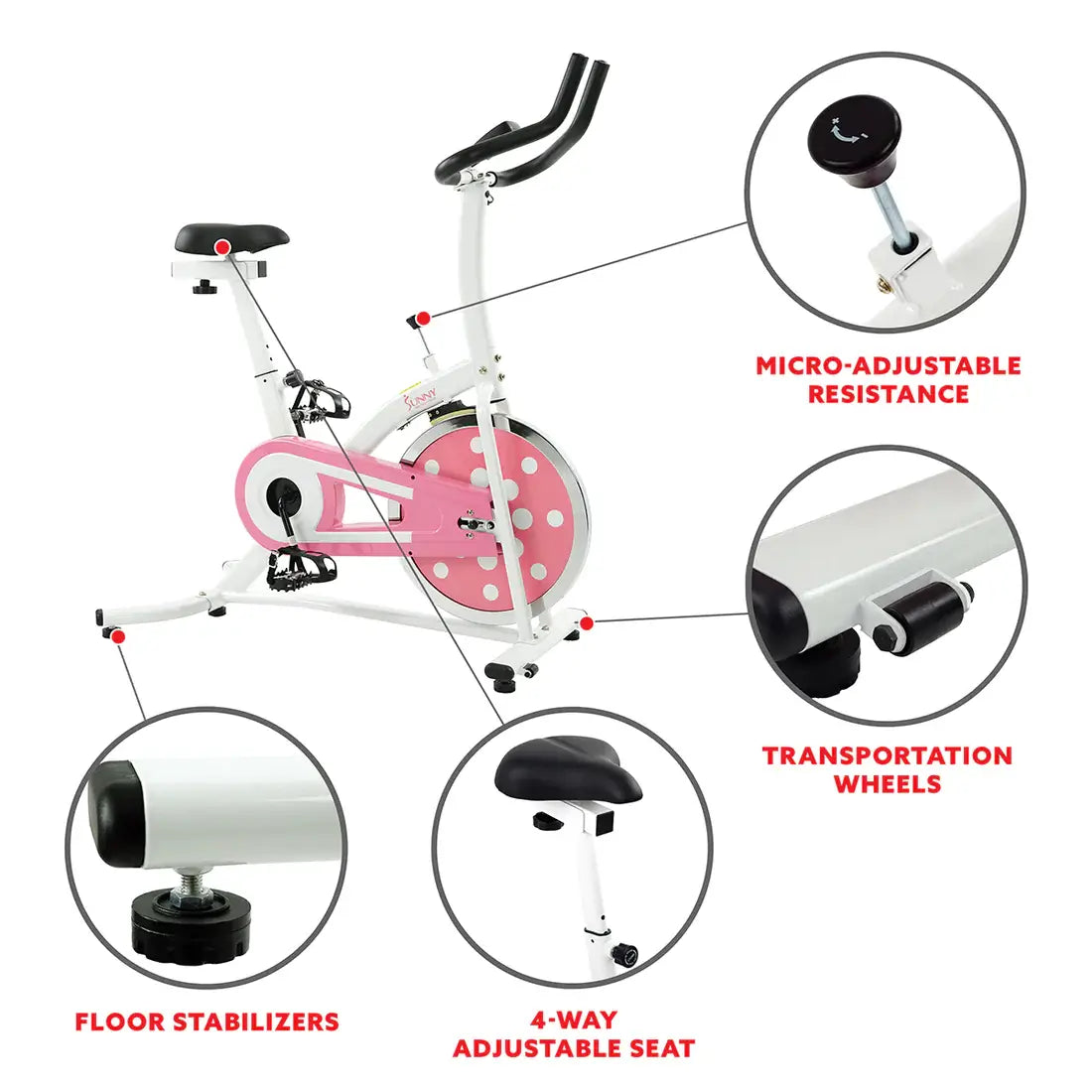 GP Pro Sun Pink Chain Drive Indoor Cycling Trainer Exercise Bike-Lifetime warranty*