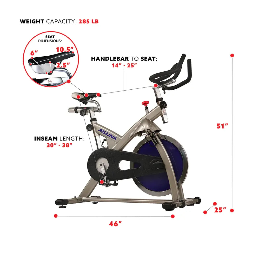 GP Pro Sun Premium Chain Drive Commercial Indoor Cycling Trainer Exercise Bike-Lifetime warranty*