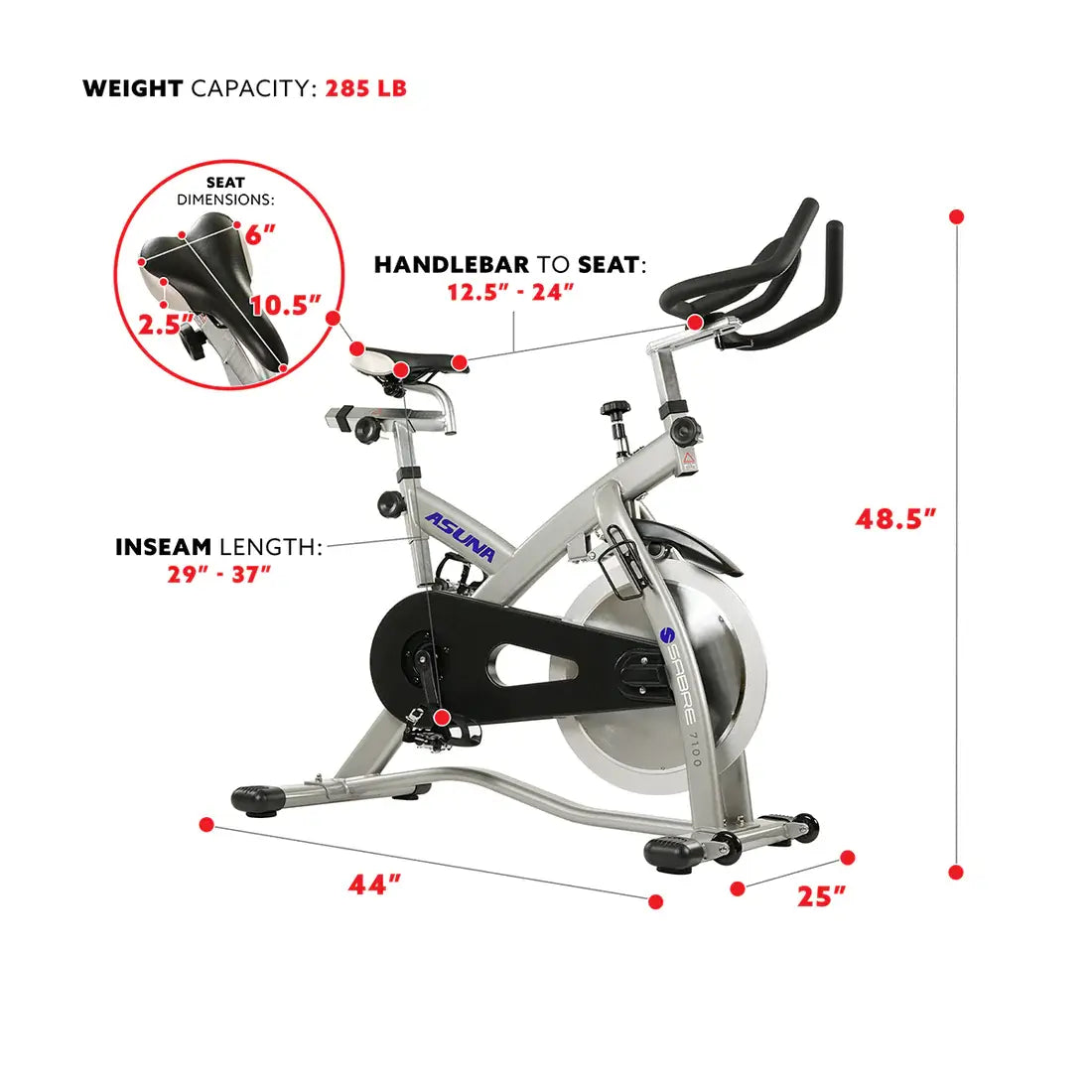 GP Pro Sun Sabre Cycle Exercise Bike - Magnetic Belt Drive Commercial Indoor Cycling Bike-Lifetime warranty*