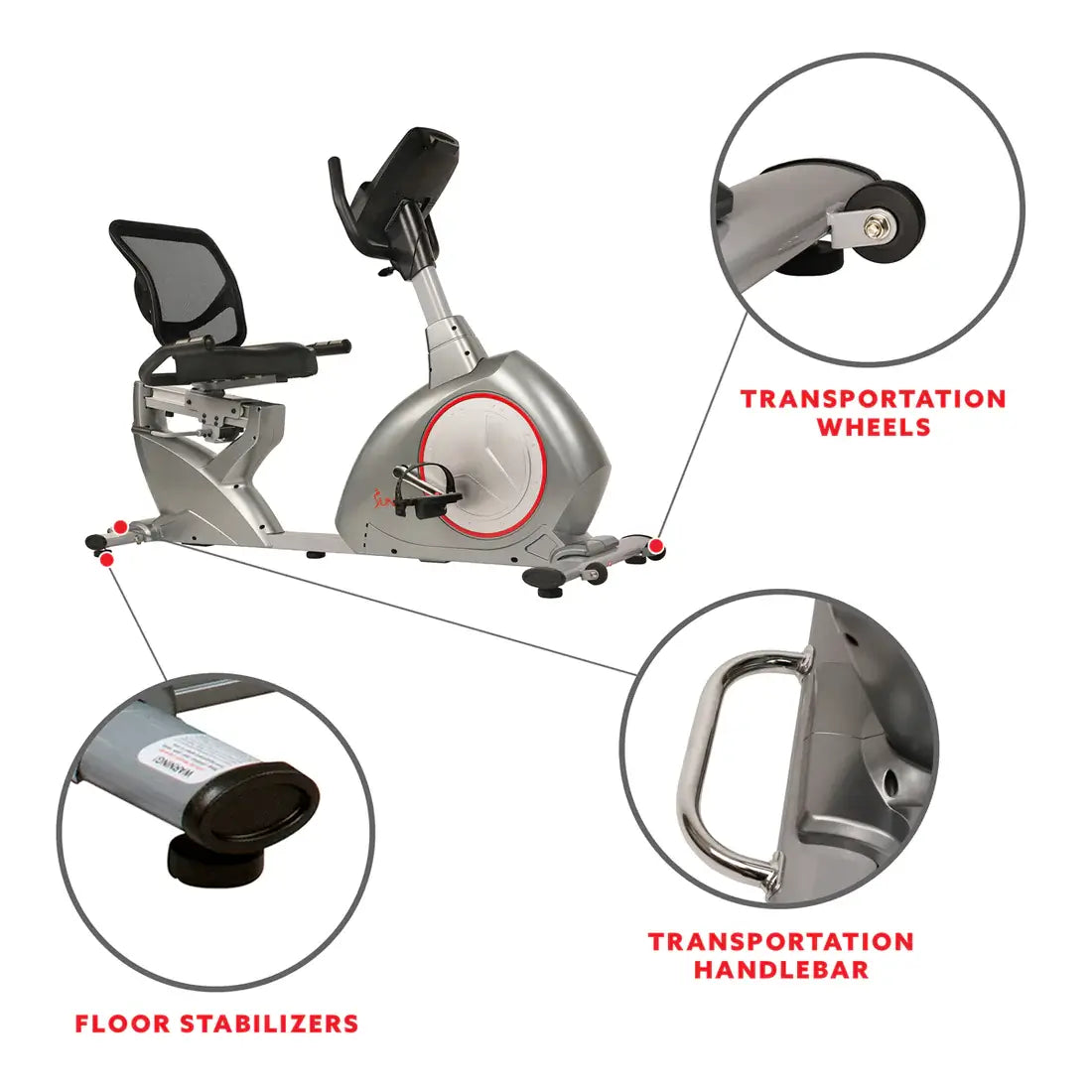 GP Pro Sun Recumbent Bike Exercise Bike, Self-Powered Cycling for USB Charging Function - Lifetime warranty*