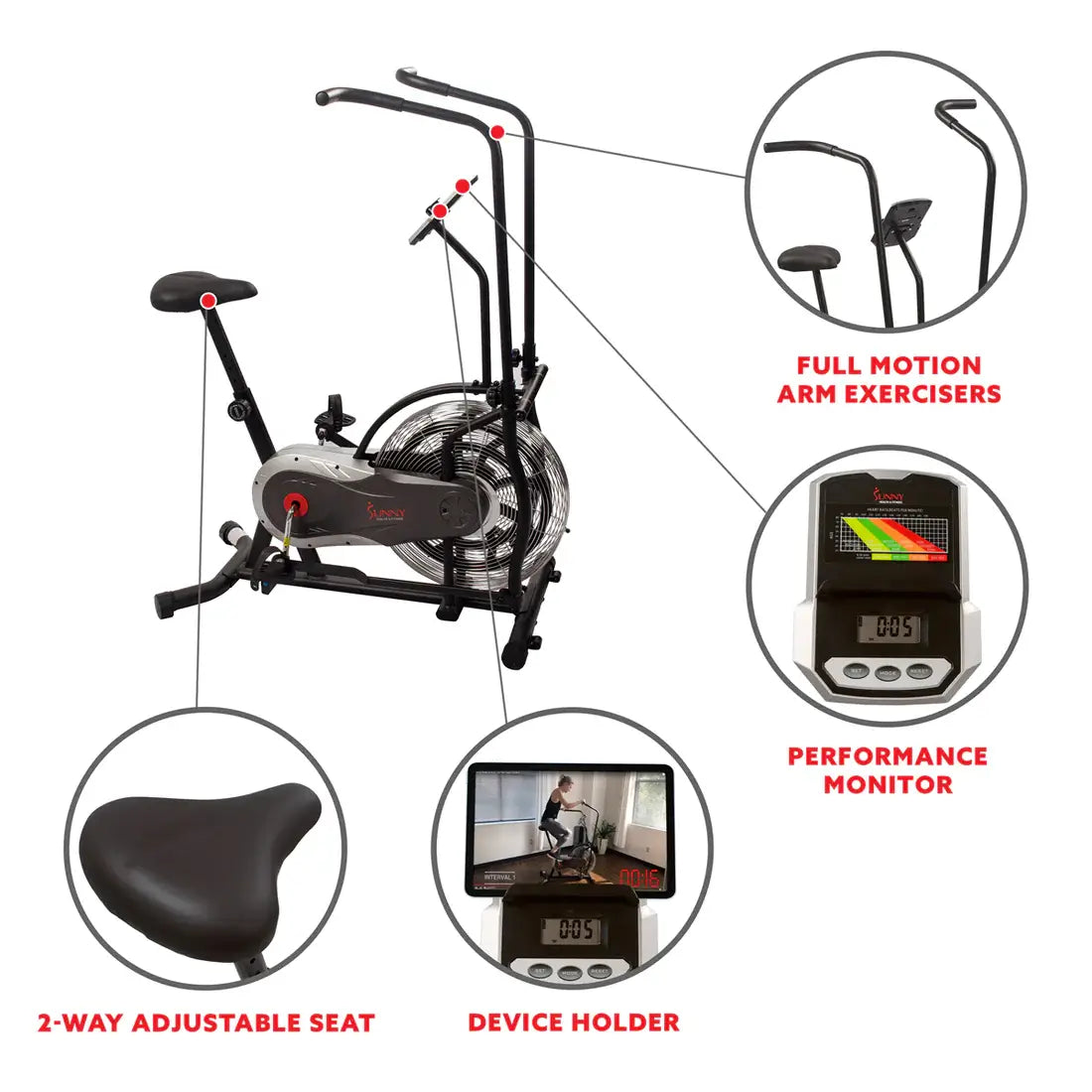 GP Pro Sun Zephyr Air Bike, Fan Exercise Bike - Lifetime warranty*
