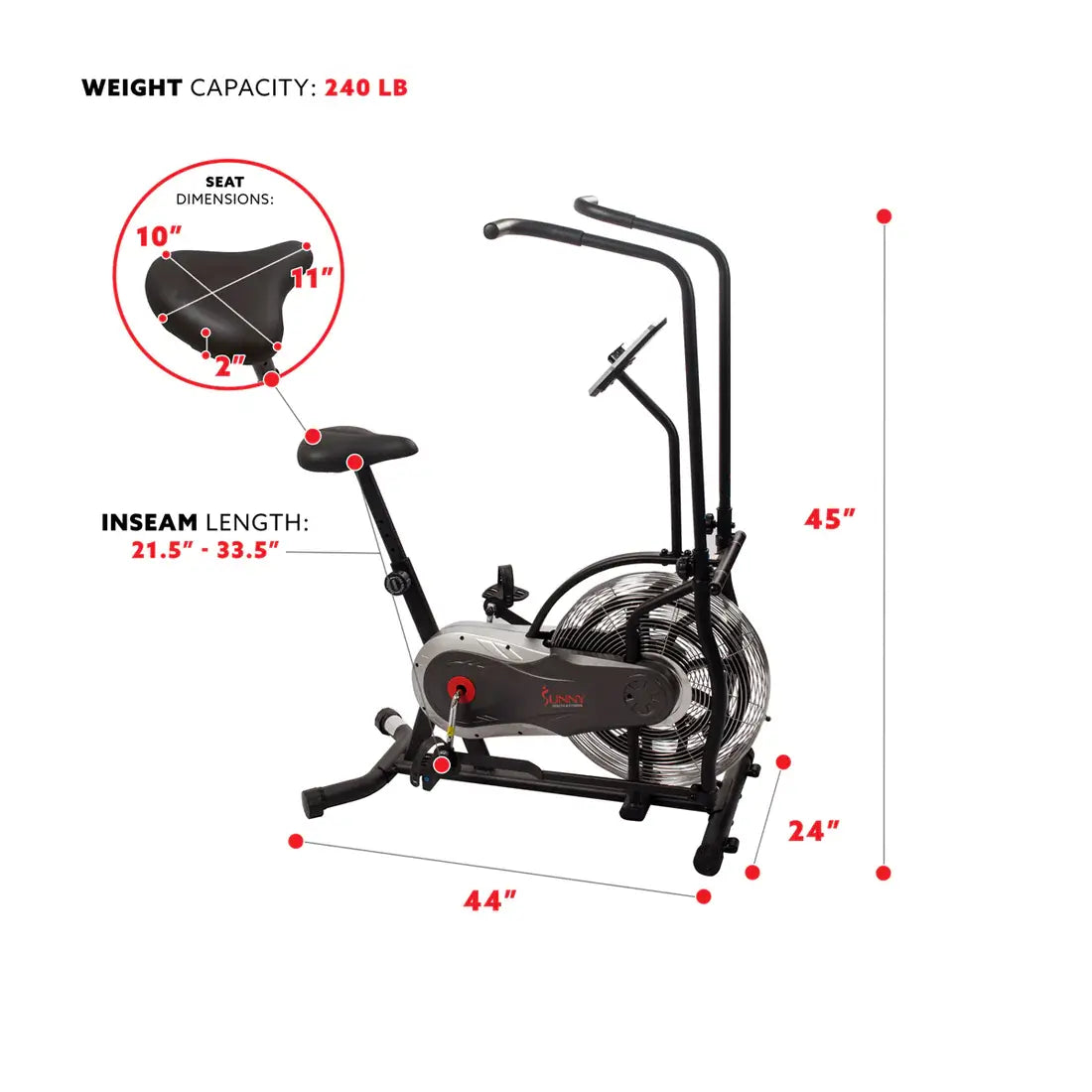 GP Pro Sun Zephyr Air Bike, Fan Exercise Bike - Lifetime warranty*