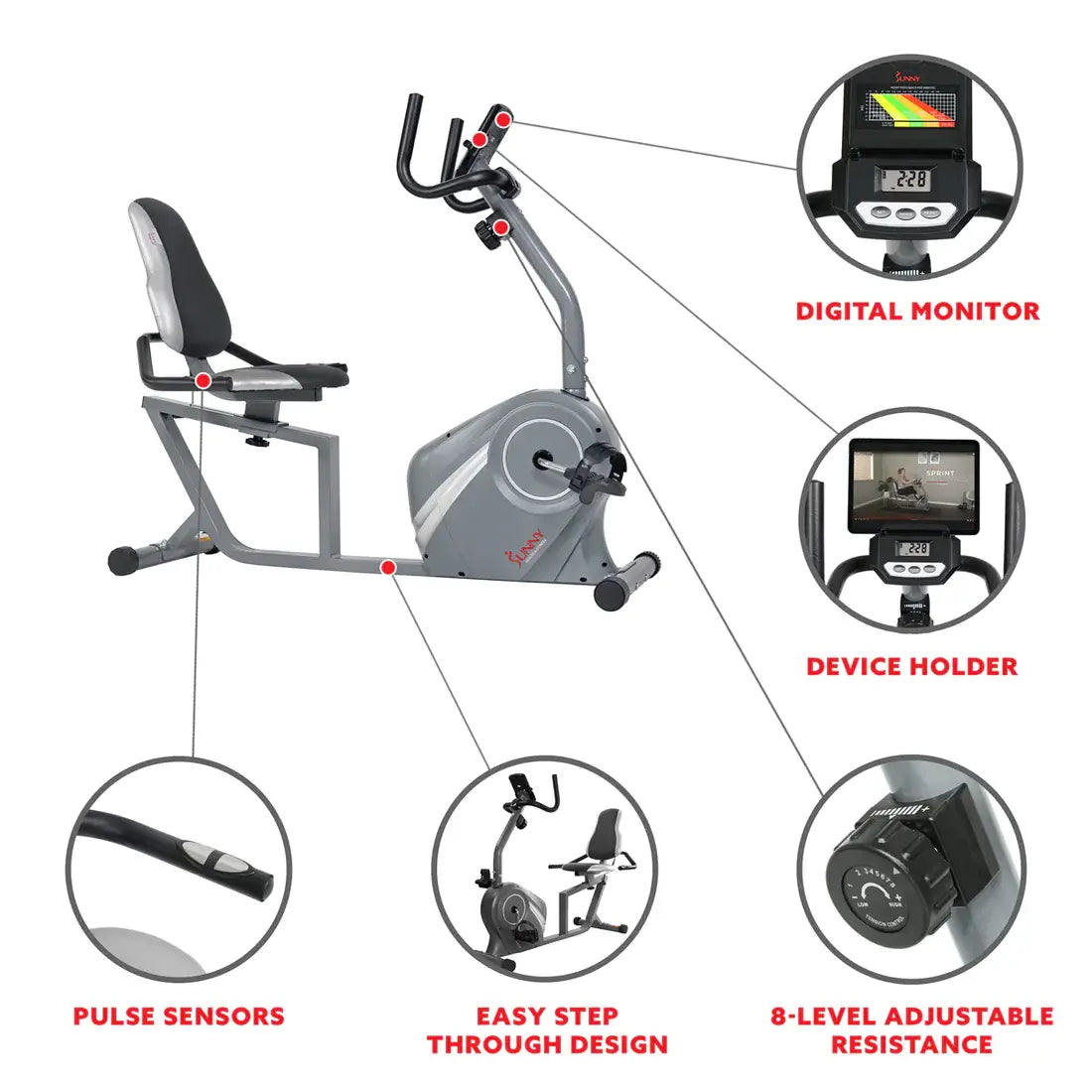 GP Pro Sun Magnetic Recumbent Bike- Lifetime warranty*