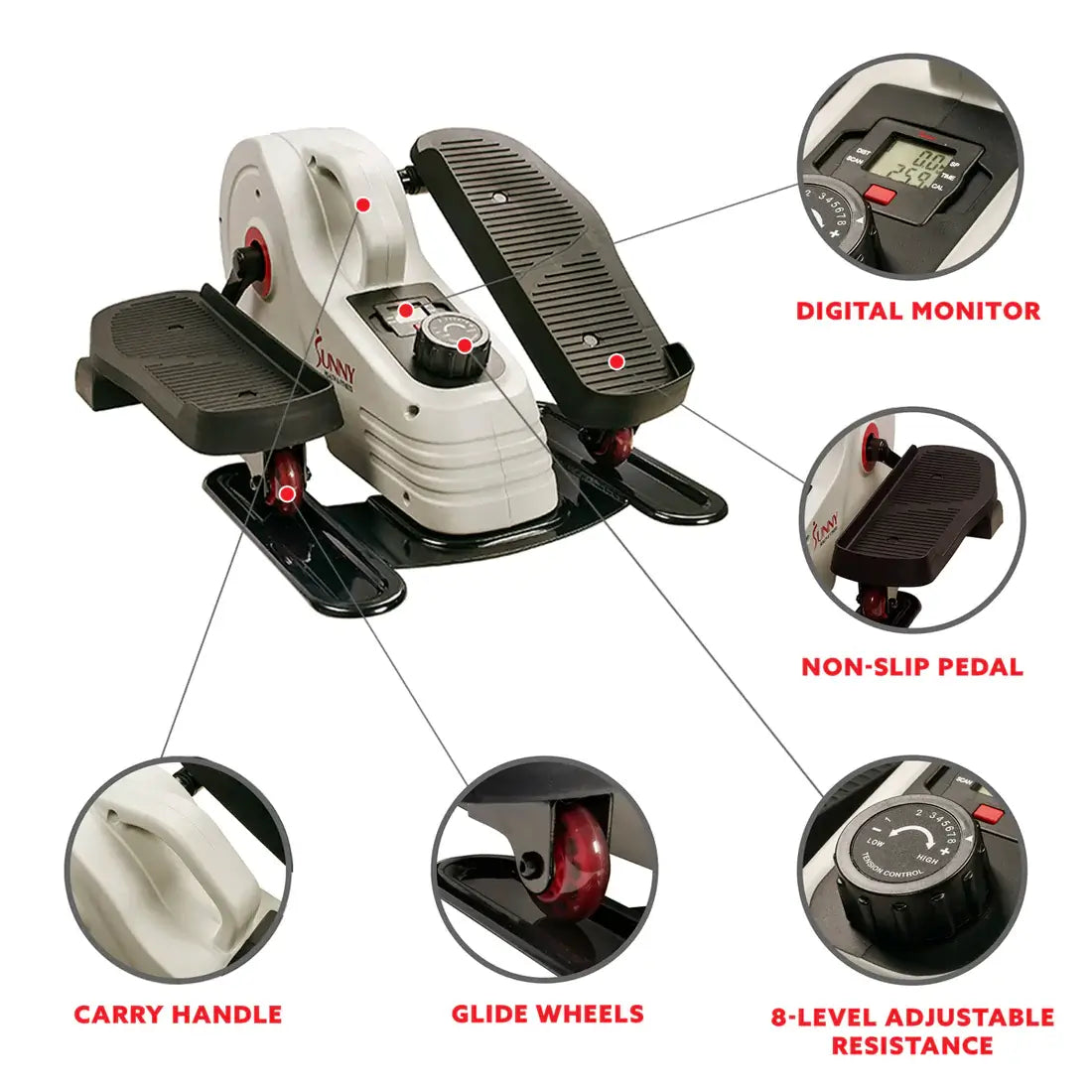 GP Pro Sun Magnetic Under Desk Elliptical Peddler Exerciser- Lifetime warranty*