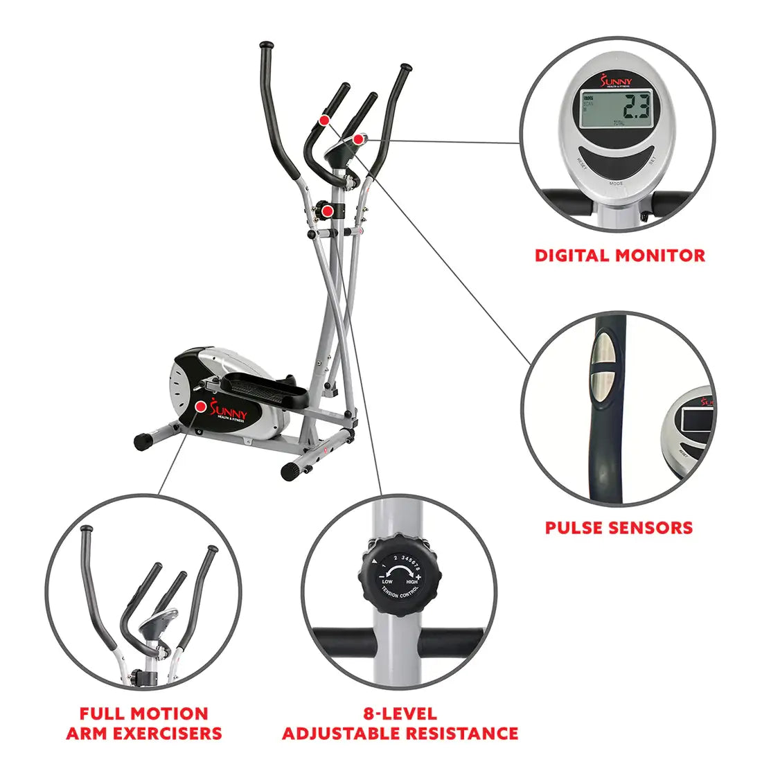 GP Pro Sun Elliptical Bike Magnetic Resistance Elliptical Machine Cross Trainer- Lifetime warranty*
