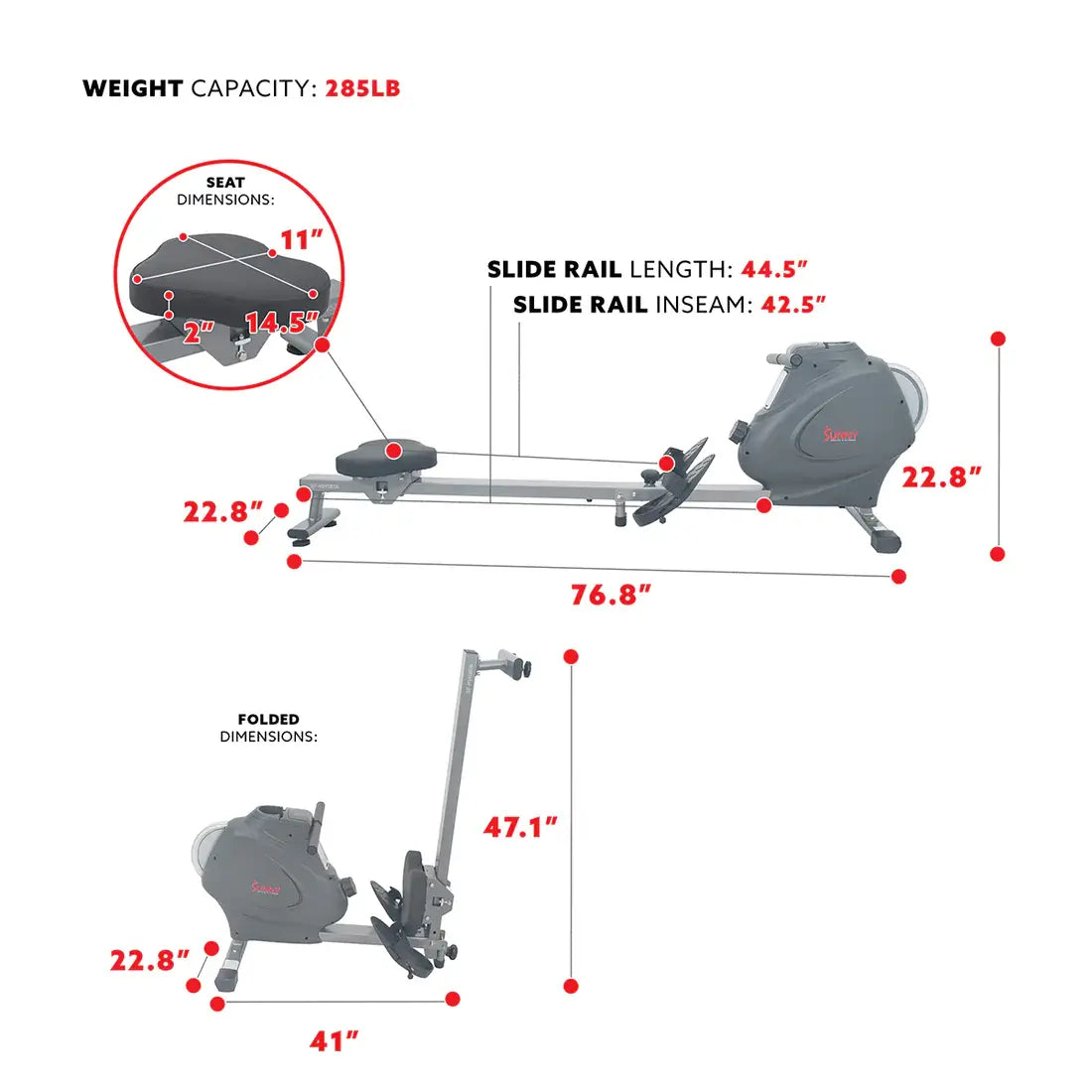GP Pro Sun Rowing Machine Magnetic Rower, LCD Monitor - Lifetime warranty*