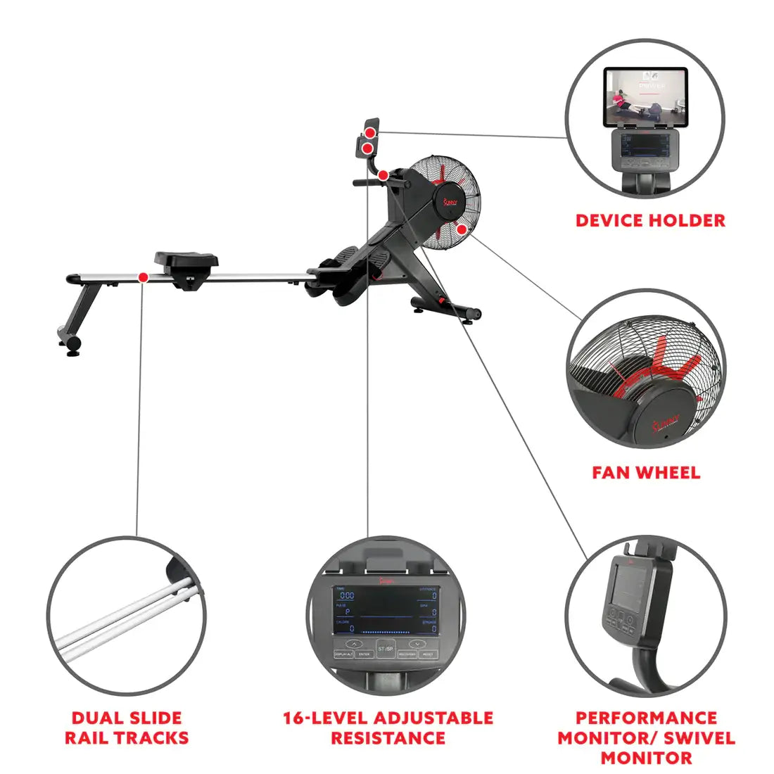 GP Pro Sun Carbon Premium Air Magnetic Rowing Machine - Lifetime warranty*