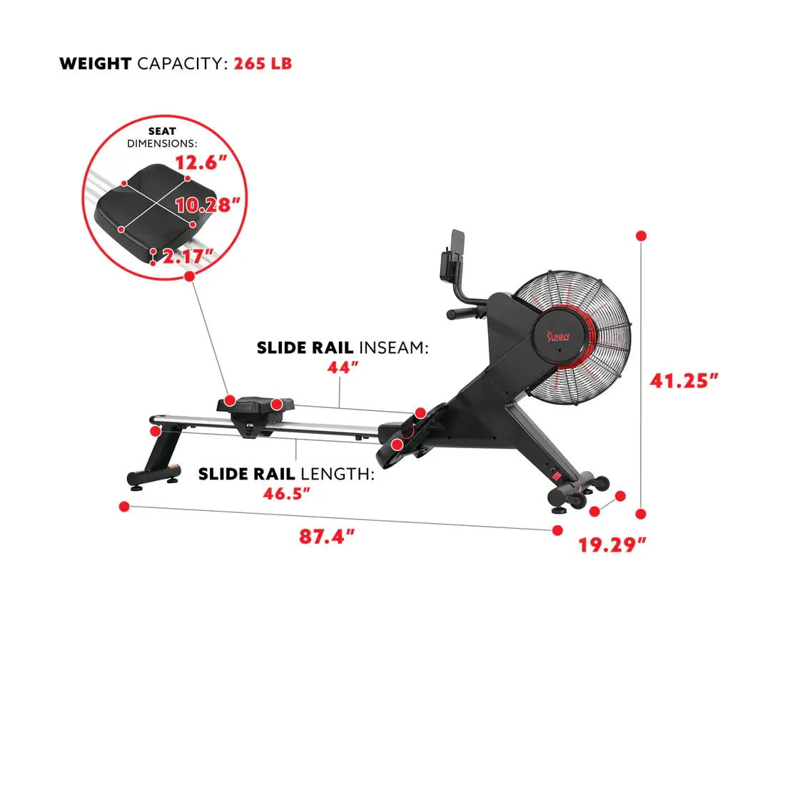 GP Pro Sun Carbon Premium Air Magnetic Rowing Machine - Lifetime warranty*