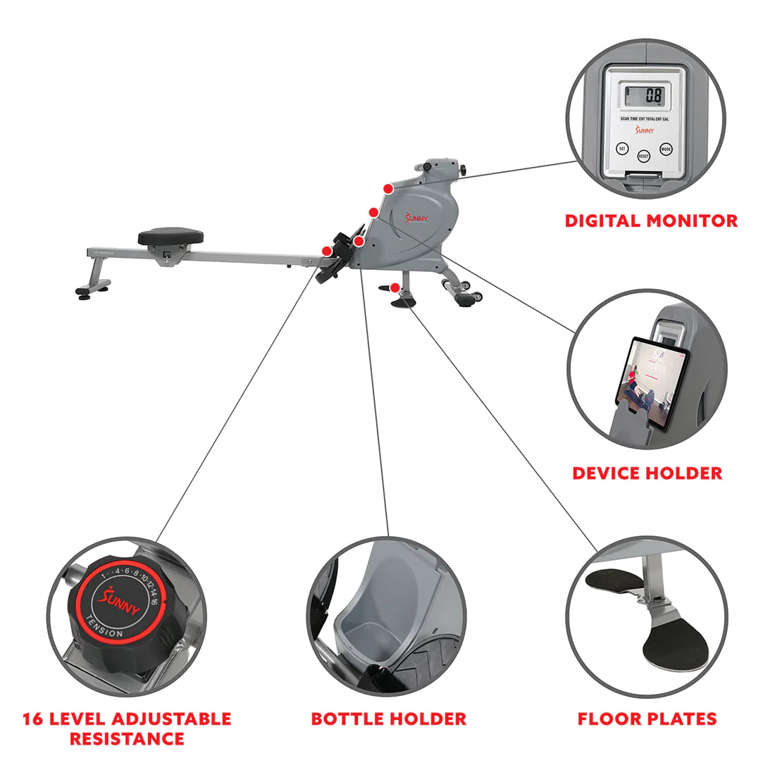 GP Pro Sun Multifunction Rower Dual Rowing Machine - Lifetime warranty*
