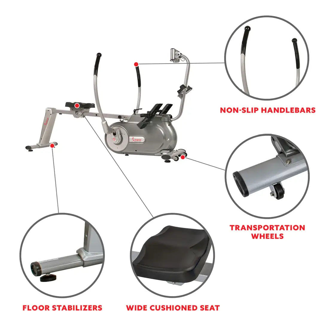 GP Pro Sun Full Motion Magnetic Rowing Machine Rower - Lifetime warranty*