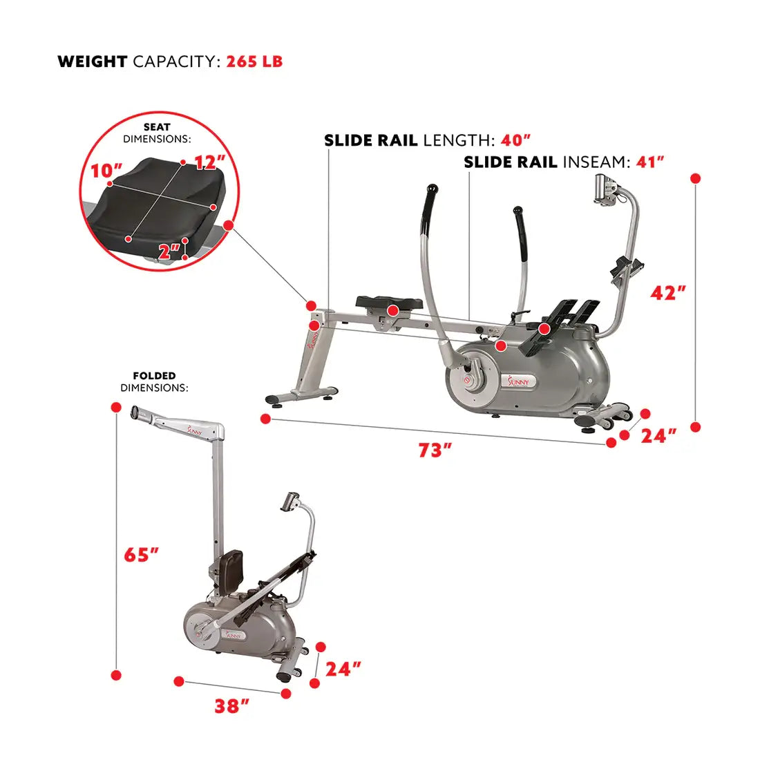 GP Pro Sun Full Motion Magnetic Rowing Machine Rower - Lifetime warranty*