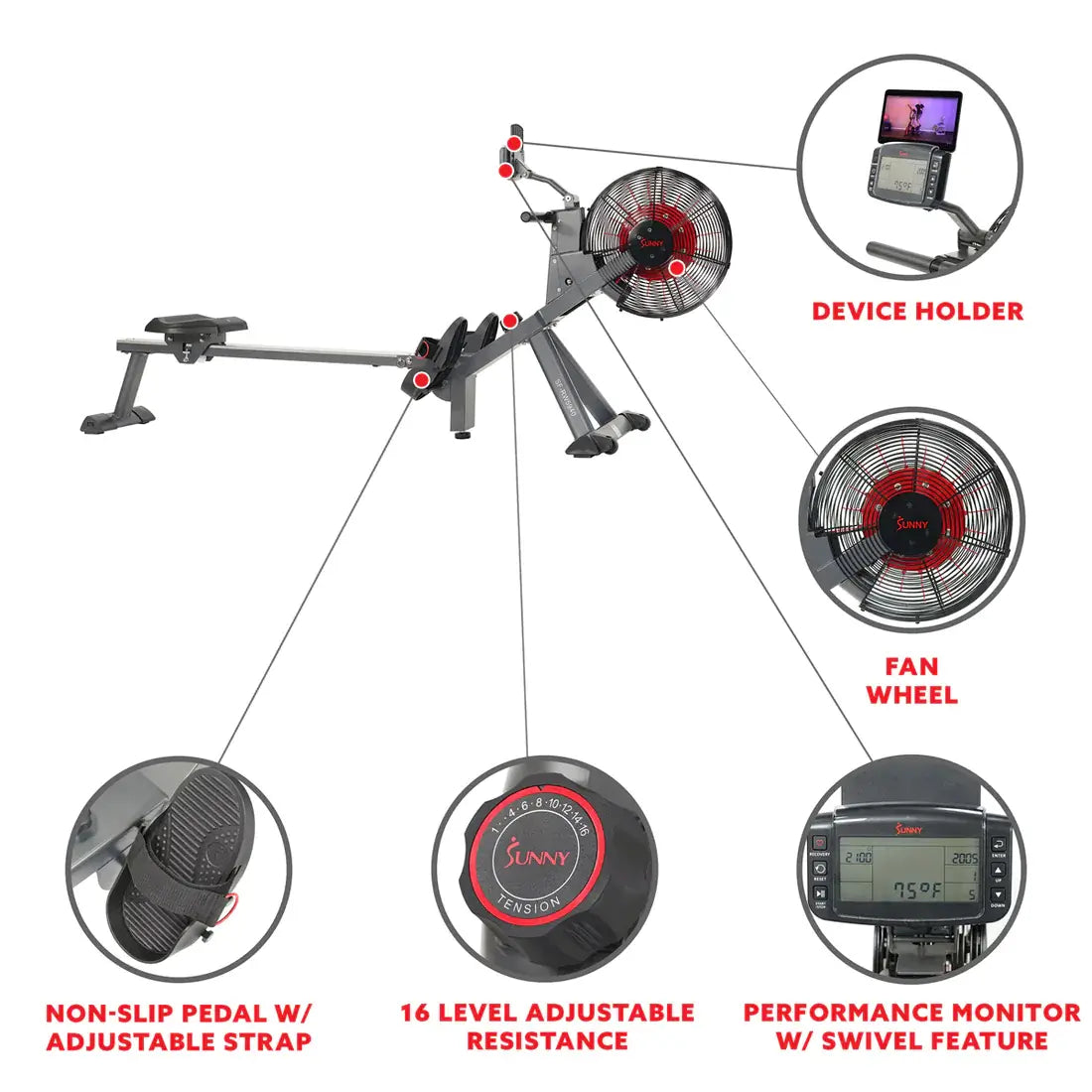 GP Pro Sun Magnetic Air Resistance Rowing Machine - Lifetime warranty*
