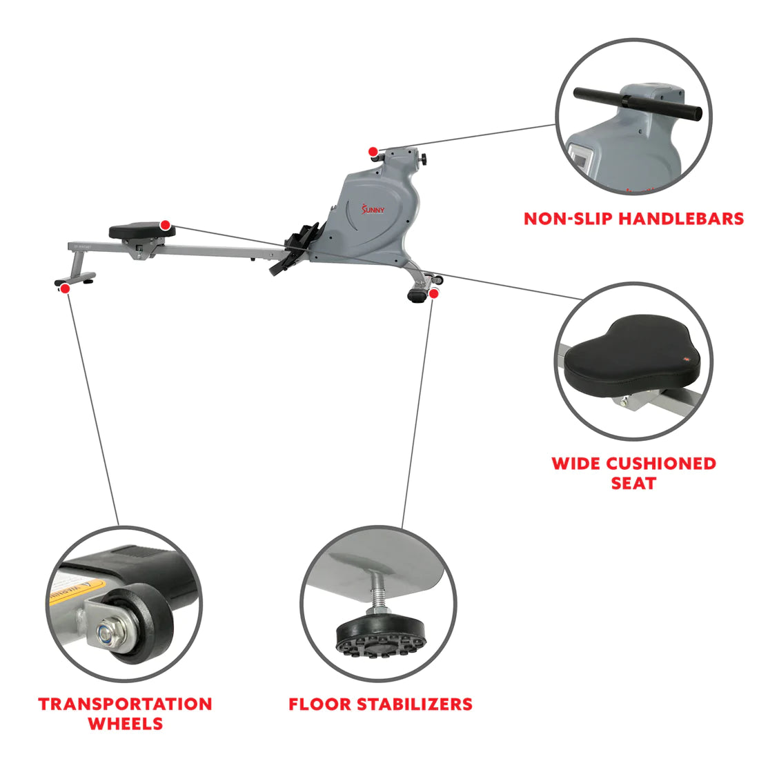 GP Pro Sun Space Saving Rowing Machine Magnetic Rower - Lifetime warranty*
